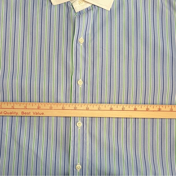 Polo Ralph Lauren Mens Contrast Stripe Dress Shirt Blue Green Navy XXL - Picture 6 of 7